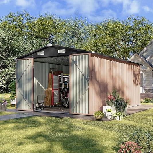 Aoxun 8x12 FT Outdoor Storage Shed Large Shed Steel Utility Tool Shed Storage by Aoxun