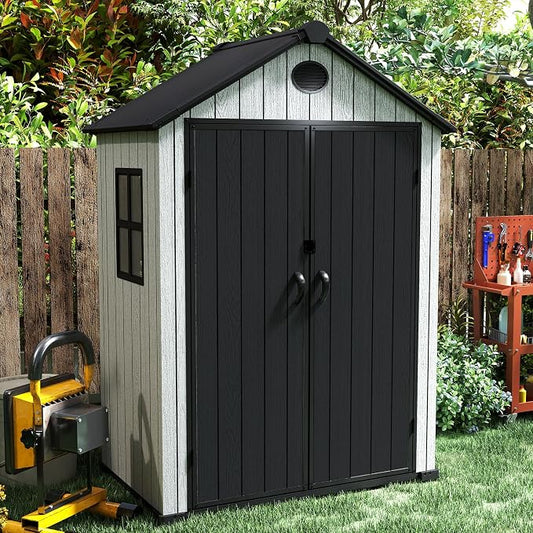 6x4 FT Resin Storage Shed, Lockable Door, and Vents by ZYJOYY
