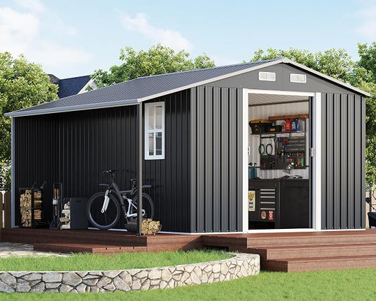 AMERLIFE 10.6x10.3x6.3 FT Galvanized Metal Storage Shed by AMERLIFE