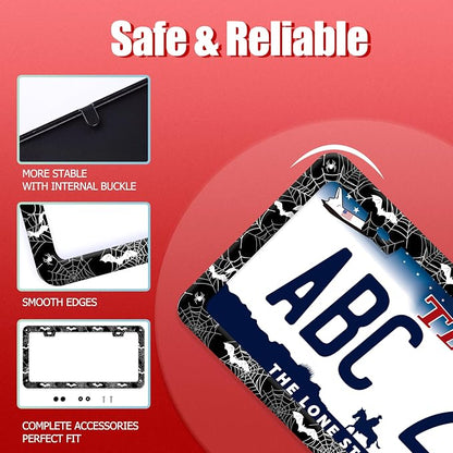 Bat Spider Web License Plate Frame Funny Gothic License Plate Frames Stainless - Image 2