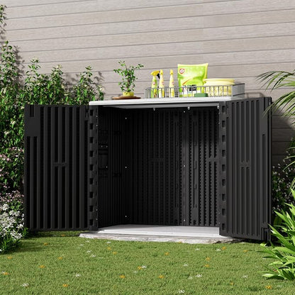 37Cu.ft Outdoor Storage Shed Waterproof, Horizontal Outdoor Storage Cabinet - Image 4