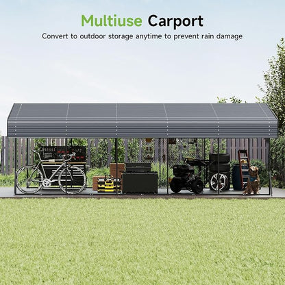 Real Relax 13' x 26' Heavy Duty Metal Carport, Outdoor Garage Car Shelter Shade - Image 4