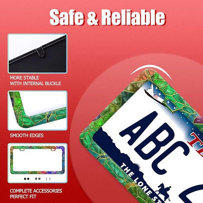 Colored Gemstone Patterns License Plate Frame Funny License Plate Frames - Image 2
