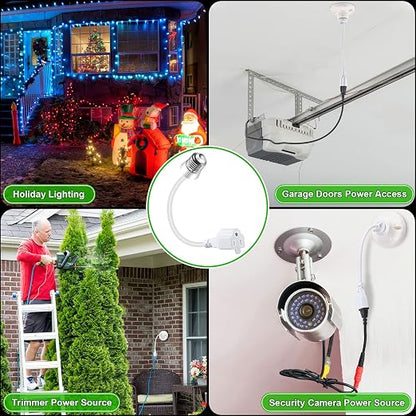 Feekoon 1 Pack 3 Outlet Light Socket Adapter, Convert E26/E27 Bulb Socket to 3 - Image 7