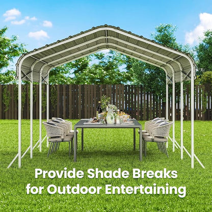 10X15ft Heavy Duty Metal Carport – Outdoor Galvanized Garage, Sturdy Structure - Image 7