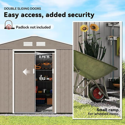 Outsunny 9' x 6' Outdoor Storage Shed, Garden Tool Metal Shed - Image 4