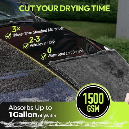 AutoManiacs Drying Towel for Car Detailing, 1500 GSM Ultra Super Absorbent - Image 2