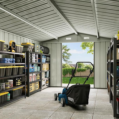 10x12 FT Outdoor Storage Shed Heavy-Duty Galvanized Steel Metal Garden Shed - Image 7