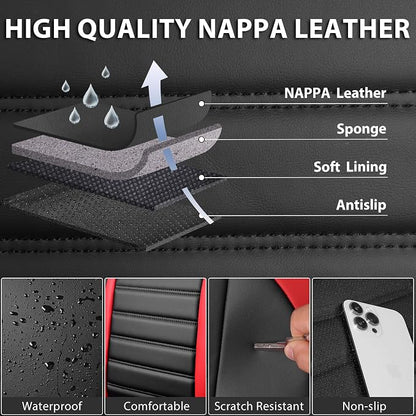 CAR PASS Nappa Leather Car Seat Covers Front Seats, Luxury Seat Protector - Image 3
