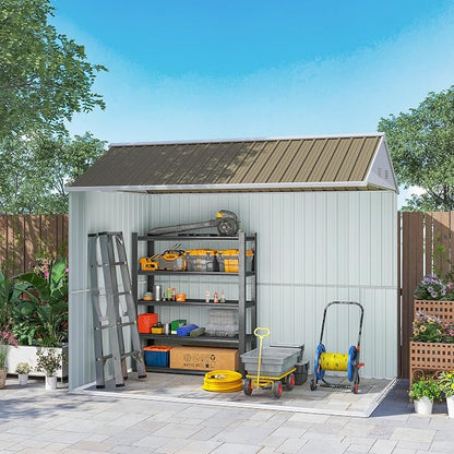 Outsunny 8' x 5.5' Outdoor Storage Shed, Metal Garden Shed - Image 8