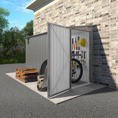 4 * 9.2 FT Outdoor Storage Shed, Galvanized Steel Garden Shed by Vigohuseeo
