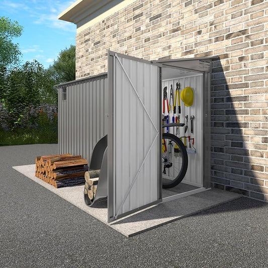 4 * 9.2 FT Outdoor Storage Shed, Galvanized Steel Garden Shed by Vigohuseeo