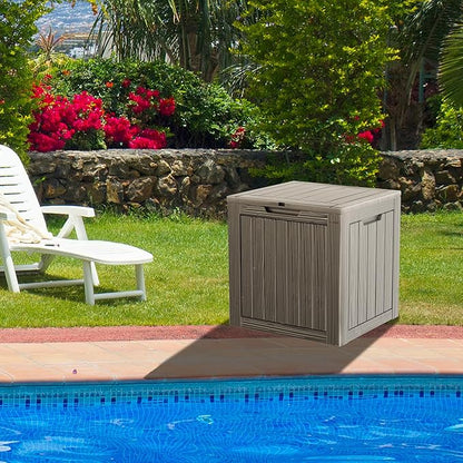35 Gallon Resin Deck Box, Waterproof Outdoor Storage Bin - Image 8