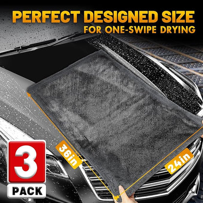 Microfiber Towels for Cars, 3 Pack Dual Sided Drying Towels Car Detailing， - Image 3