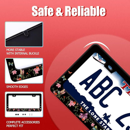 Colorful Butterfly License Plate Frame Beautiful Butterflies Flowers License - Image 2