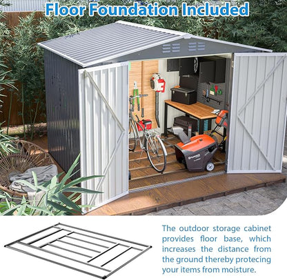 Outdoor Storage Shed, 8X6 FT Metal Garden Shed - Image 6