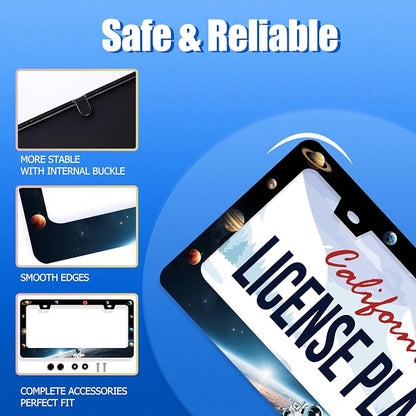 Planets License Plate Frame Funny Beautiful Space License Plate Stainless Steel - Image 2