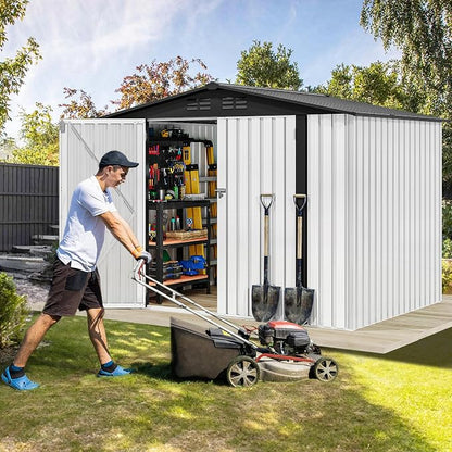 DWVO 8x6ft Metal Outdoor Storage Shed, Waterproof Tool Shed Heavy-Duty Storage - Image 3