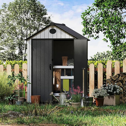 6x4 FT Resin Storage Shed, Lockable Door, and Vents - Image 7