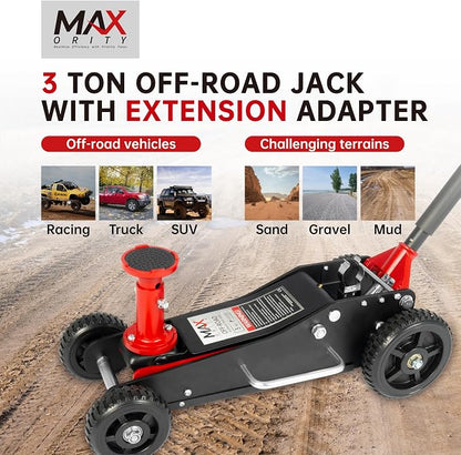 3 Ton Big Wheel Dual Pistons Heavy-Duty Steel Construction Off-Road Jack - Image 3
