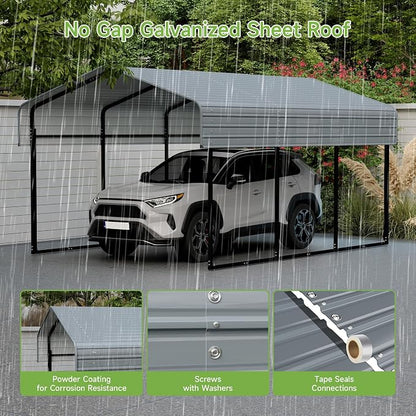 Real Relax 10x15FT Heavy Duty Metal Carport, Outdoor Carport Canopy - Image 3