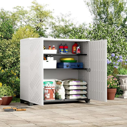 ZZM Indoor/Outdoor Storage Cabinet Waterproof, All Weather Outdoor Storage - Image 2
