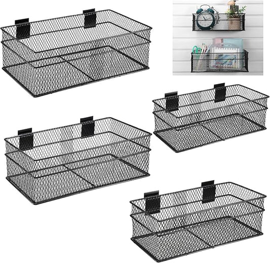 Barydat 4 Pcs Slatwall Basket Set Ventilated Metal Slatwall Basket Hanging Wire by home
