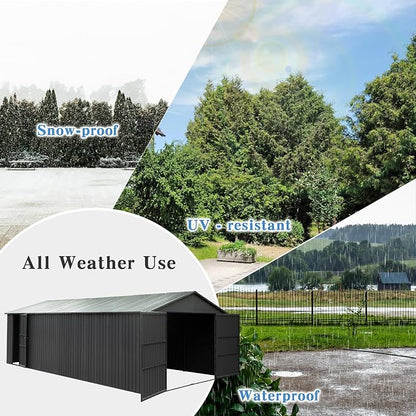 Domi 12x25FT Outdoor Metal Garage Shed, Extra Large Carport - Image 6