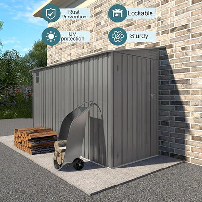 4 * 9.2 FT Outdoor Storage Shed, Galvanized Steel Garden Shed - Image 4