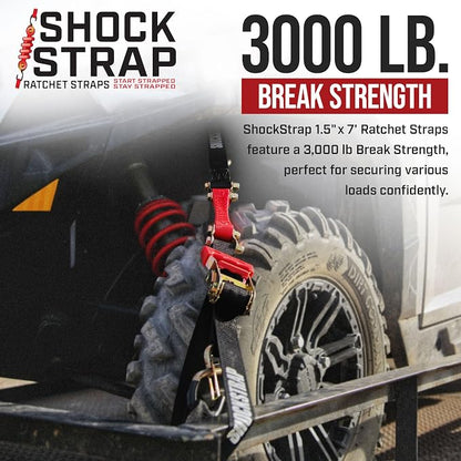 Ratchet Strap, 7’ x 1.5" Shock Absorbing Heavy Duty Tie downs - Image 8