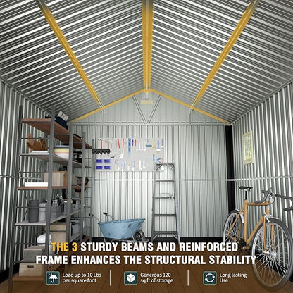 10x12 Ft Outdoor Storage Shed, Extra Large Metal Shed - Image 3