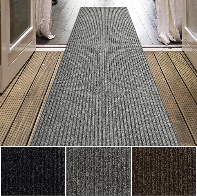 iCustomRug Spartan Weather Warrior Indoor/Outdoor Utility Ribbed Carpet Runner by iCustomRug