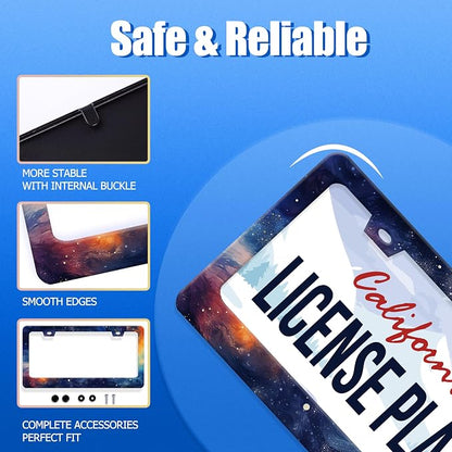 Watercolor Galaxy License Plate Frame Colorful Starry Sky License Plate - Image 2