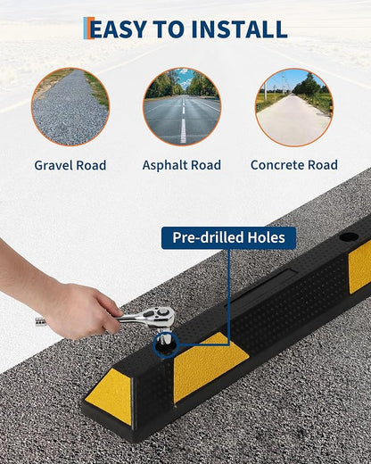 Garvee 72 Inch Heavy Duty Rubber Parking Curb, Garage Car Wheel Stopper - Image 4