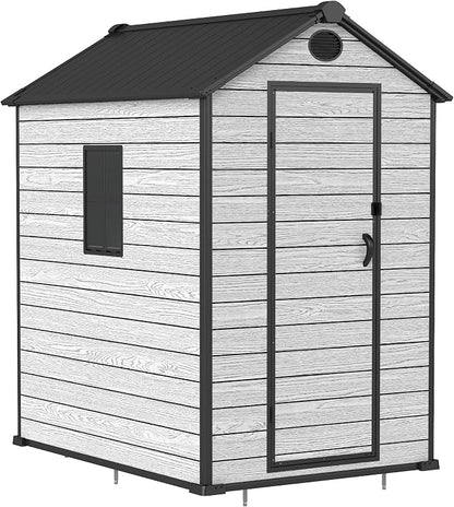 4.4x6 FT Resin Outdoor Storage Shed Large, 230 Cuft Garden Tool Sheds & Outdoor - Image 8