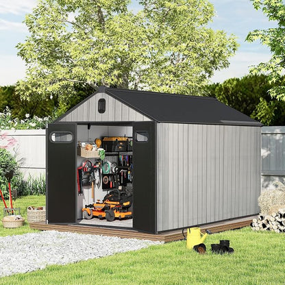 Domi 8x12 FT Outdoor Resin Storage Shed, All-Weather Double-Wall Storage by domioutdoorliving