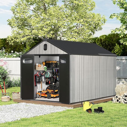 Domi 8x12 FT Outdoor Resin Storage Shed, All-Weather Double-Wall Storage by domioutdoorliving