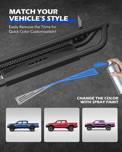 Running Boards Compatible with Toyota Tacoma Double Cab 2005-2023, 6.6" Side - Image 2