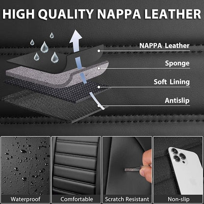 CAR PASS Back Seat Covers, Nappa Leather Rear Seat Bench Cushion Lined Sponge - Image 5