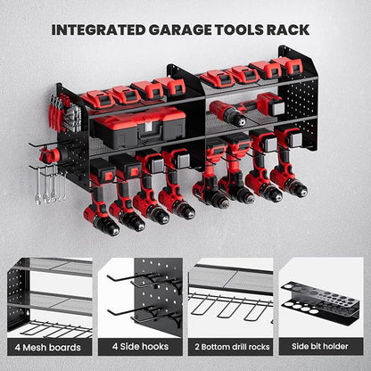 TRZZ 2-in-1 Power Tool Organizer Wall Mount, 3-Layer Drill Holder - Image 2