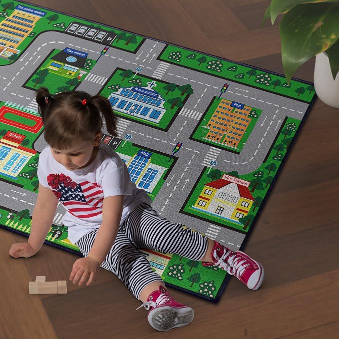 Play Mat 5'x 6'6" Car Rugs for Kids Toy Cars Kids Carpet City Pretend Play - Image 2