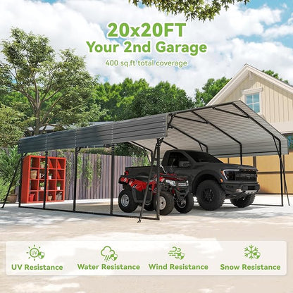 Real Relax 20x20ft Heavy Duty Metal Carport - Image 3