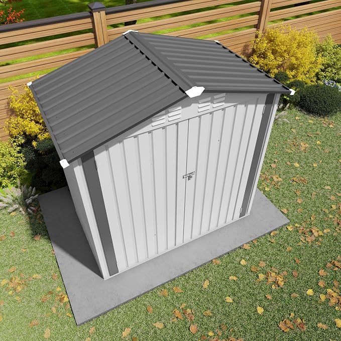 6 x 4 FT Outdoor Storage Metal Shed, Bike Garden Tool Shed - Image 8