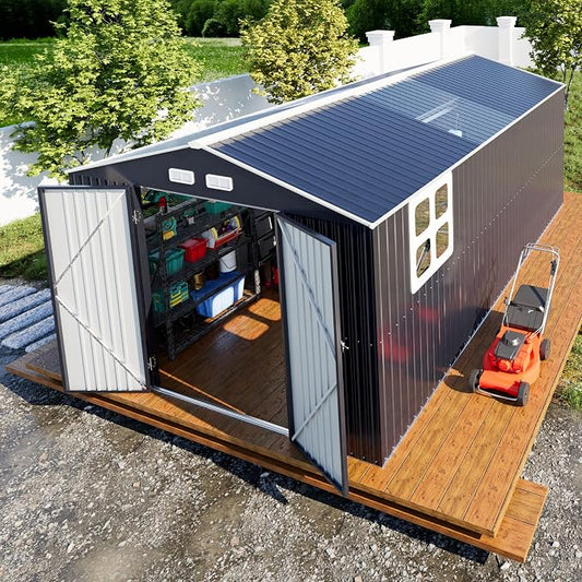 Metal Shed 10x16 FT Large with Customizable Skylight and Reinforced Steel Frame by KKnowbody