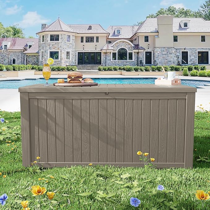 270 Gallon Outdoor Storage Box Patio Deck Box Waterproof, Resin Lockable - Image 9
