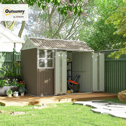 Outsunny 8' x 5.5' Outdoor Storage Shed, Metal Garden Shed - Image 2