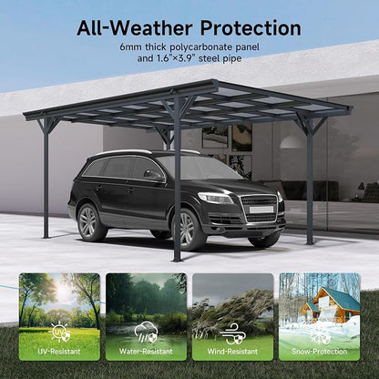 Real Relax 10×16ft Heavy Duty Carport, Pitched-Roof Polycarbonate Panel Canopy - Image 3