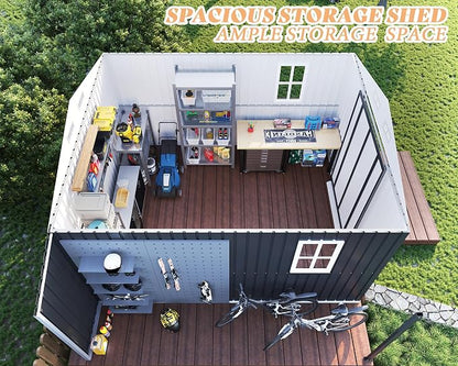 Jocisland 10.6x10.3x6.3 FT Galvanized Metal Storage Shed - Image 4