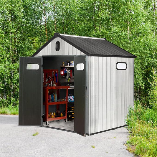 Domi 8x6 FT Outdoor Resin Storage Shed, All-Weather Double-Wall Storage Building by domioutdoorliving