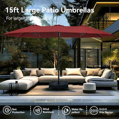 PHI VILLA 15ft Patio Umbrella Double-Sided Outdoor Market Extra Large Umbrella - Image 3